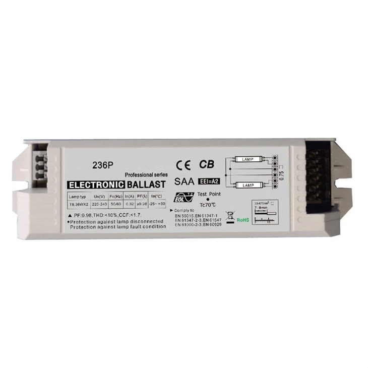 2x36W T8 Electronic Ballast: PF>0.98, Ansawdd Premiwm