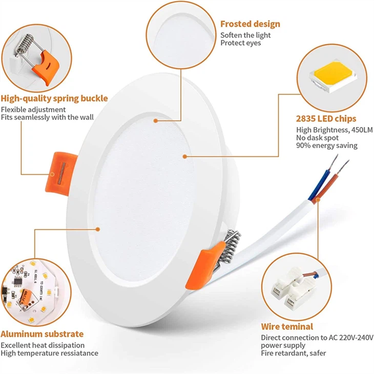 Dimmable LED Recessed Downlights - 3W-24W Slim Panel Lights (2.5
