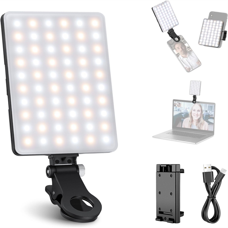 Golau Aildrydanadwy Clip Deuol 60LED ar gyfer Fideo Ffôn / Tabled / Gliniadur