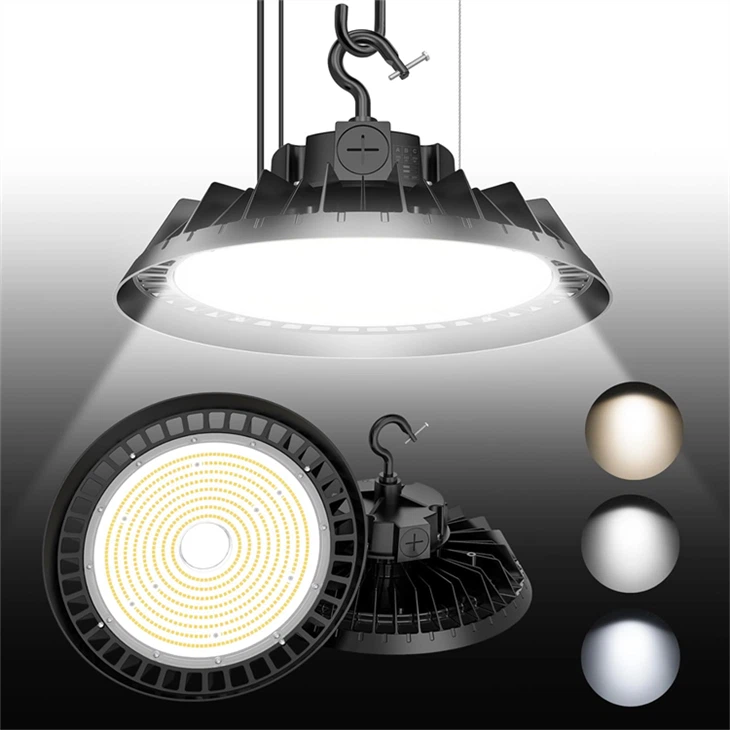 Golau Bae Uchel dan arweiniad, 300W UFO 45000LM CCT Addasadwy (5700K 5000K 4500K)