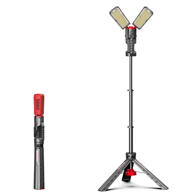 10000LM IP65 Golau Gwaith Tripod Gwrth-ddŵr - Uchder Addasadwy, 3-Goleuadau Llifogydd Ategyn CCT At Ddefnydd Masnachol Awyr Agored